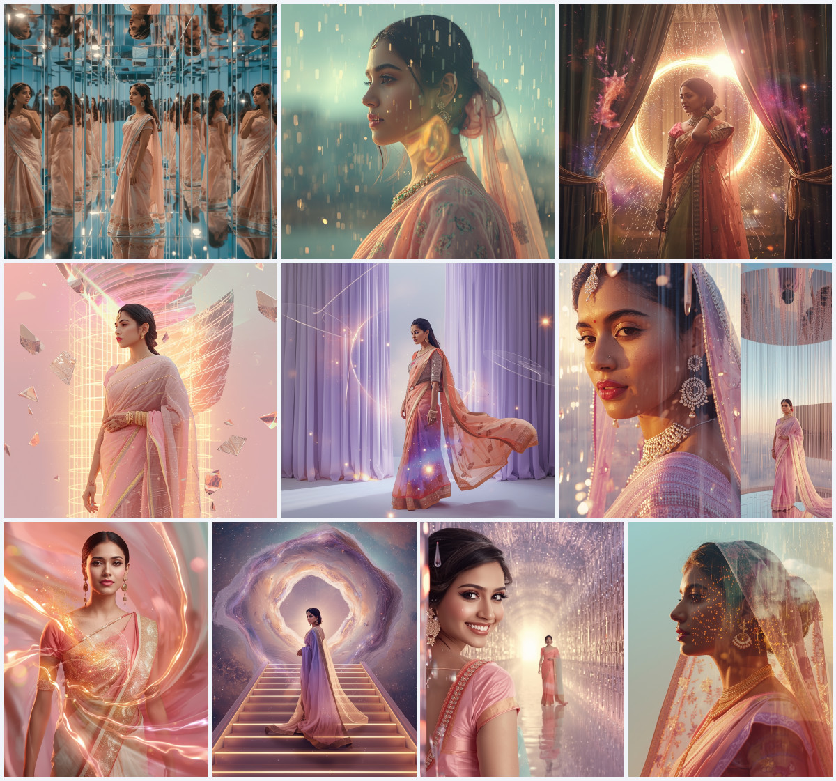 10+ Bright Emerald Silk Saree AI Prompts for Luxury Editorials with Pure Text-Free Canvases