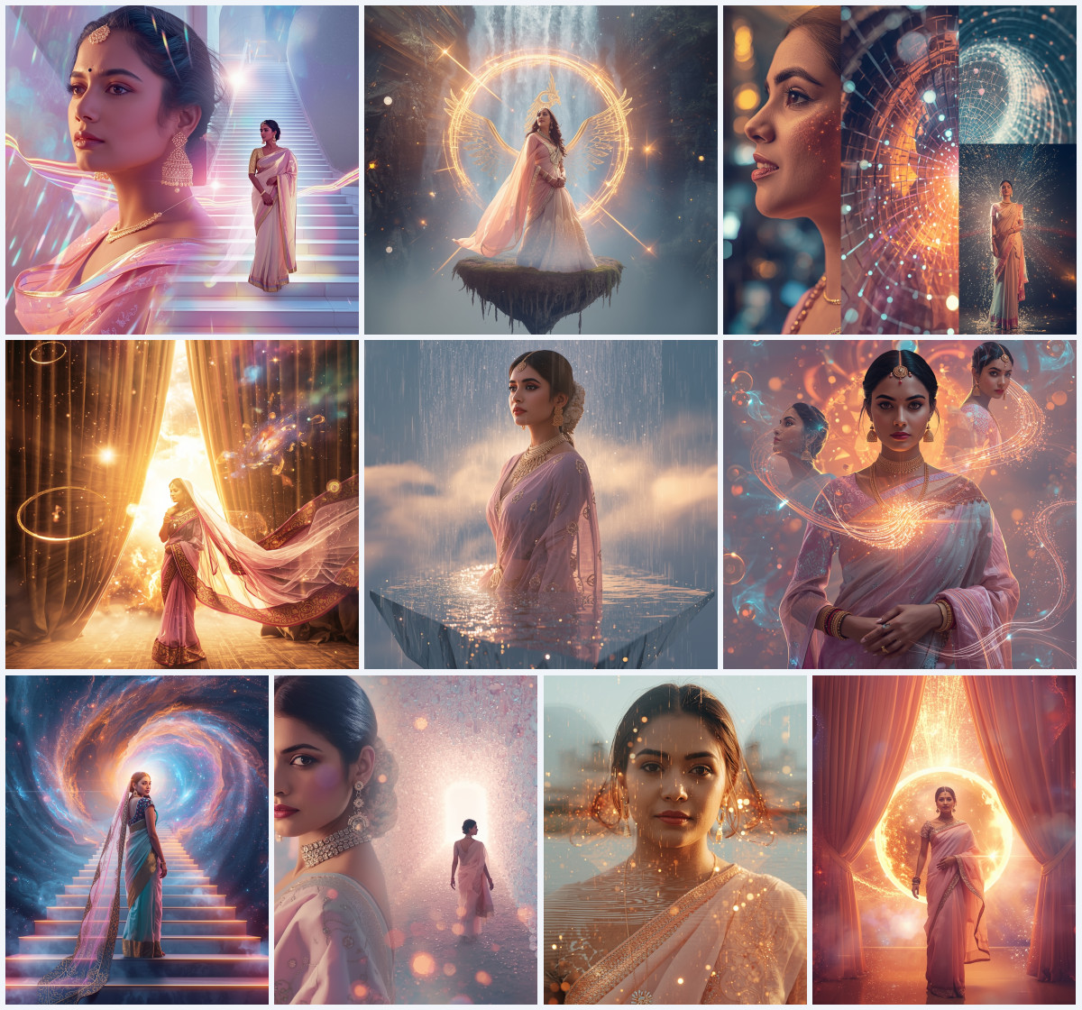 10+ Heavy Bridal Saree AI Prompts to Create Elegant High-Fashion Wedding Portraits with Bright Aesthetics