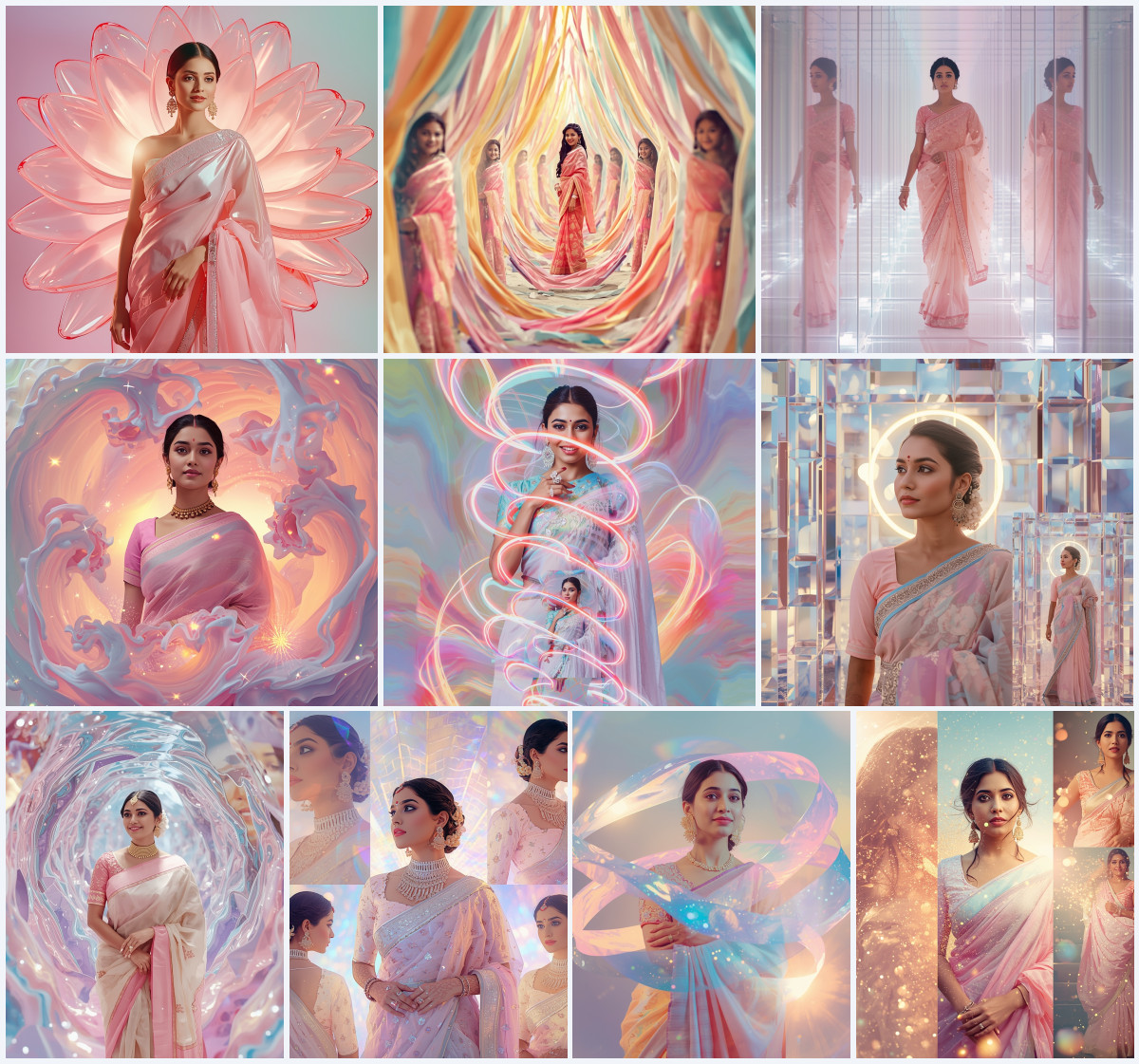 10+ Printed Crepe Saree AI Prompts to Generate Pristine Luxury Everyday Portraits