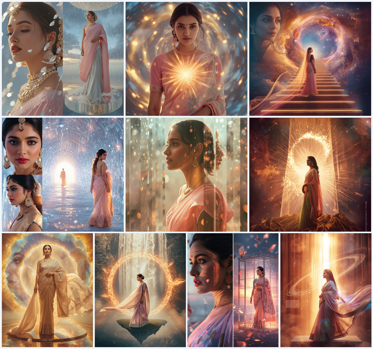 10+ Tissue Saree AI Prompts to Generate Pristine Luxury Evening Portraits