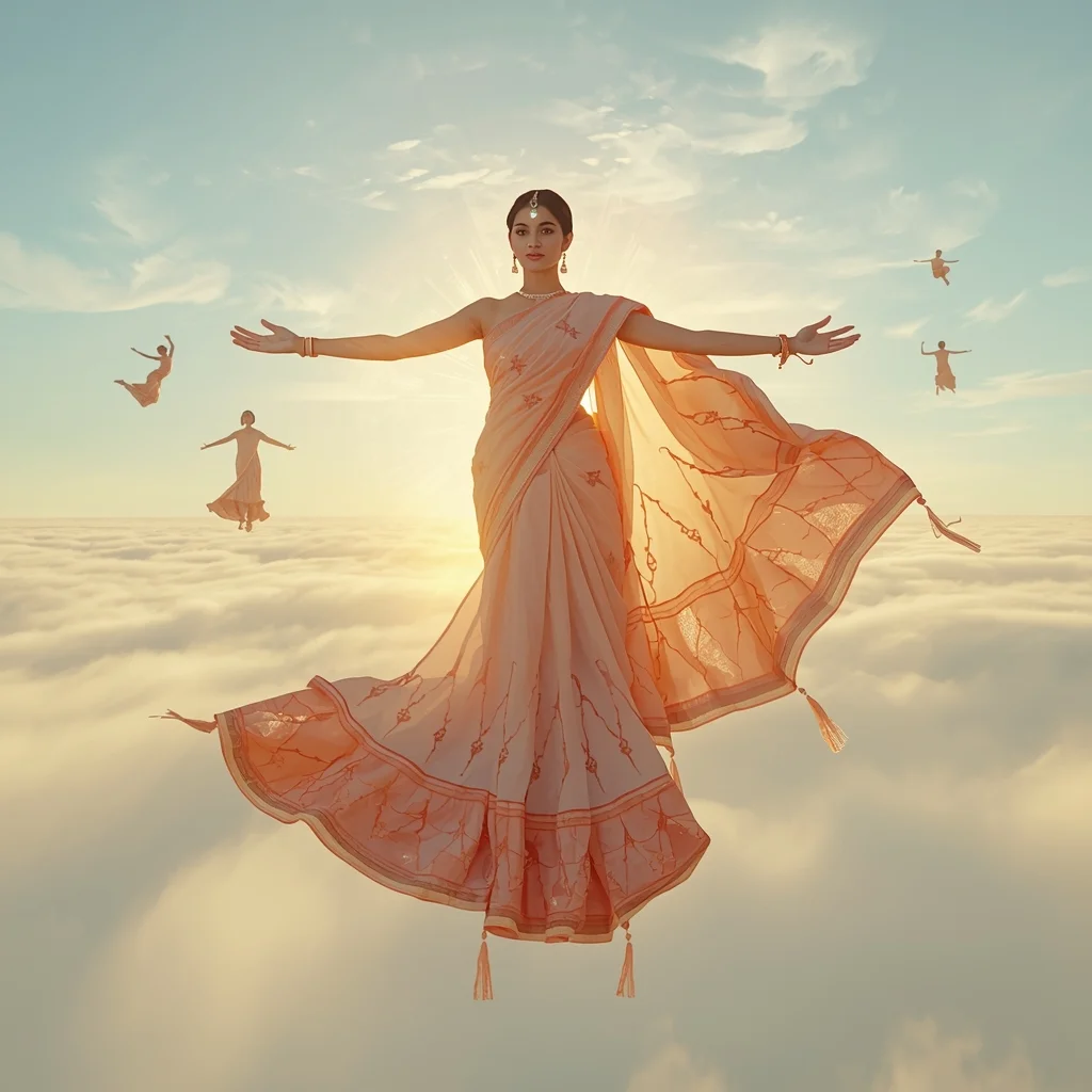 Fancy Festival Saree Smart Memory Origami Prism | Saree Photoshoot Ai Prompt - Prompt Trending