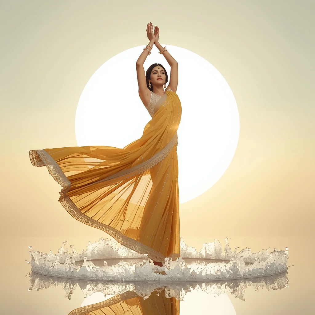 Festive Fancy Saree Graphene Laced Anti Gravity Loop | Traditional Saree Ai Prompt - Realistic AI Image Prompt