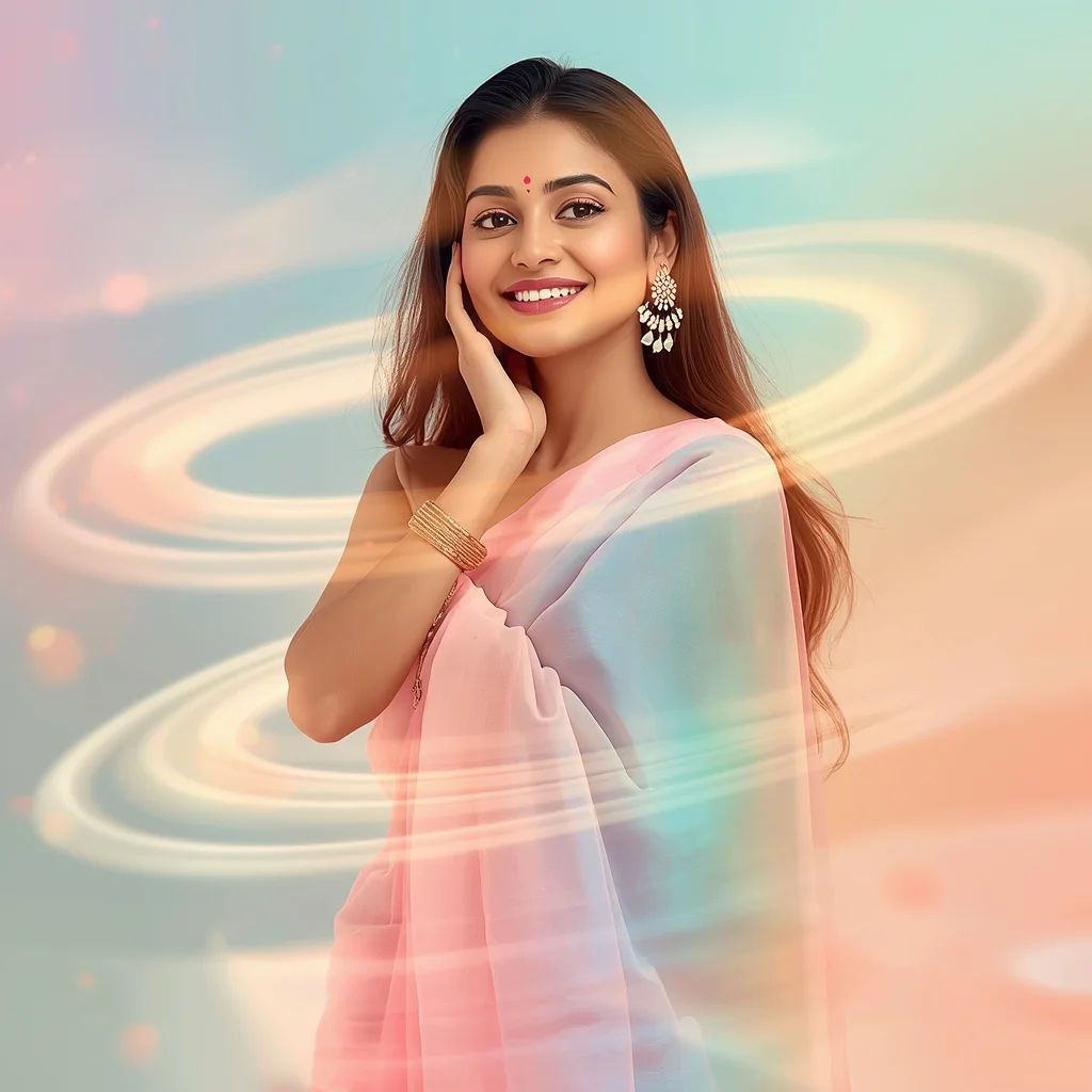 Festive Pastel Saree Soft Glow Aurora Light Flow Collage Dream Cinematic | Saree Woman Ai Prompt - Prompt Trending