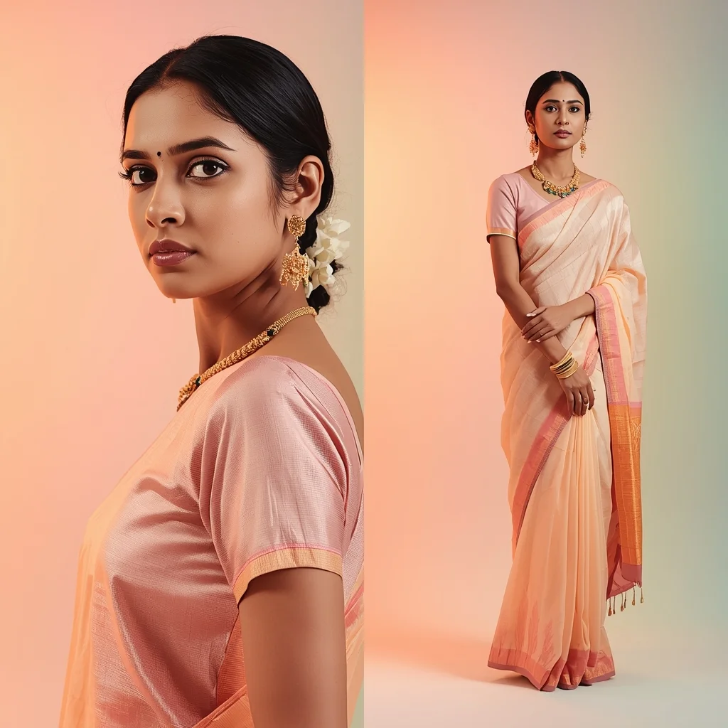 Pastel Saree Soft Glow Gradient Background Minimal Cinematic Prompt | Saree Photoshoot Ai Prompt - Realistic AI Image Prompt