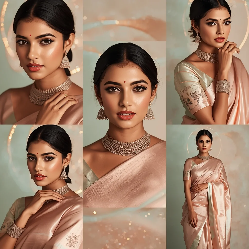 Zenith Pulse Halo Stream Pastel Saree Indian Woman Luxury Composition | Beautiful Saree Girl Ai Prompt - Prompt Trending